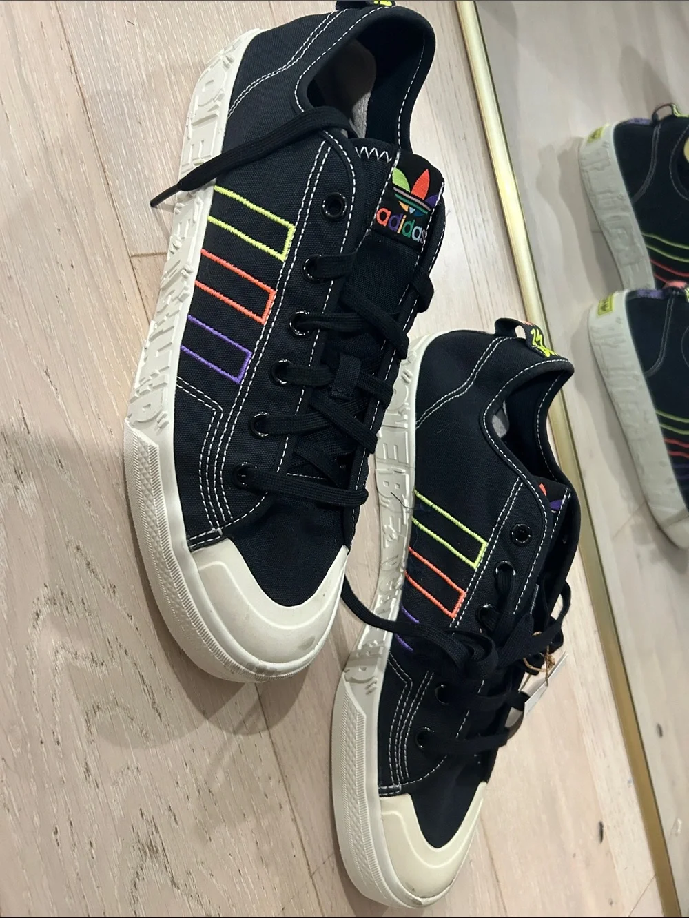 Adidas Originals Nizza Pride GX6391 Black Rainbow Canvas Sneakers Men’s 11